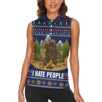 Camping I Hate People Christmas Women Sleeveless Polo Shirt Xmas Holiday Patterns - Wonder Print Shop