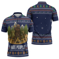 Camping I Hate People Christmas Zipper Polo Shirt Xmas Holiday Patterns - Wonder Print Shop