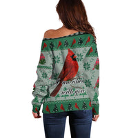 Cardinal I am Always With You Christmas Off Shoulder Sweater Xmas Holiday Patterns - Wonder Print Shop