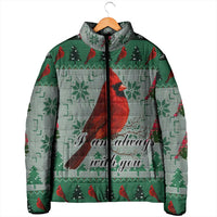 Cardinal I am Always With You Christmas Padded Jacket Xmas Holiday Patterns - Wonder Print Shop