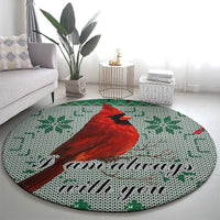 Cardinal I am Always With You Christmas Round Carpet Xmas Holiday Patterns - Wonder Print Shop