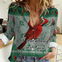 Cardinal I am Always With You Christmas Women Casual Shirt Xmas Holiday Patterns - Wonder Print Shop