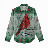 Cardinal I am Always With You Christmas Women Casual Shirt Xmas Holiday Patterns - Wonder Print Shop