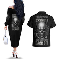 Warning I'm An A Mad Skull Couples Matching Off The Shoulder Long Sleeve Dress and Hawaiian Shirt - Wonder Print Shop