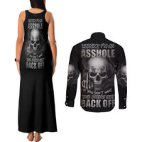 Warning I'm An A Mad Skull Couples Matching Tank Maxi Dress and Long Sleeve Button Shirt - Wonder Print Shop