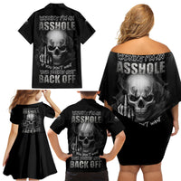Warning I'm An A Mad Skull Family Matching Off Shoulder Short Dress and Hawaiian Shirt - Wonder Print Shop