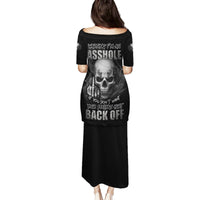 Warning I'm An A Mad Skull Family Matching Puletasi Dress and Hawaiian Shirt - Wonder Print Shop