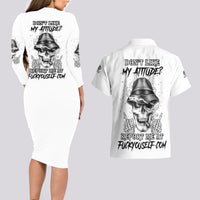 Don't Like My Attitude Couples Matching Long Sleeve Bodycon Dress and Hawaiian Shirt - Wonder Print Shop