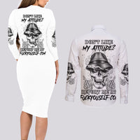 Don't Like My Attitude Couples Matching Long Sleeve Bodycon Dress and Long Sleeve Button Shirt - Wonder Print Shop