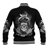 I Do What I Want Skull Black And White Baseball Jacket - Wonder Print Shop