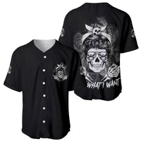 I Do What I Want Skull Black And White Baseball Jersey - Wonder Print Shop