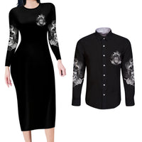 I Do What I Want Skull Black And White Couples Matching Long Sleeve Bodycon Dress and Long Sleeve Button Shirt - Wonder Print Shop
