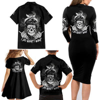I Do What I Want Skull Black And White Family Matching Long Sleeve Bodycon Dress and Hawaiian Shirt - Wonder Print Shop