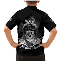 I Do What I Want Skull Black And White Family Matching Mermaid Dress and Hawaiian Shirt - Wonder Print Shop
