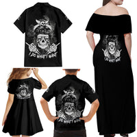 I Do What I Want Skull Black And White Family Matching Off Shoulder Maxi Dress and Hawaiian Shirt - Wonder Print Shop