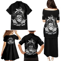 I Do What I Want Skull Black And White Family Matching Puletasi Dress and Hawaiian Shirt - Wonder Print Shop