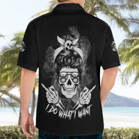 I Do What I Want Skull Black And White Hawaiian Shirt - Wonder Print Shop