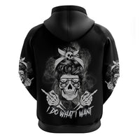 I Do What I Want Skull Black And White Hoodie - Wonder Print Shop