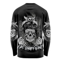I Do What I Want Skull Black And White Long Sleeve Shirt - Wonder Print Shop