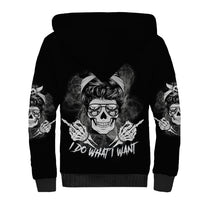 I Do What I Want Skull Black And White Sherpa Hoodie - Wonder Print Shop