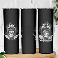 I Do What I Want Skull Black And White Skinny Tumbler - Wonder Print Shop