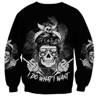I Do What I Want Skull Black And White Sweatshirt - Wonder Print Shop