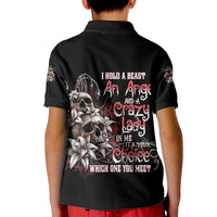 I Hold A Beast An Angel And A Crazy Lady In Me Kid Polo Shirt - Wonder Print Shop