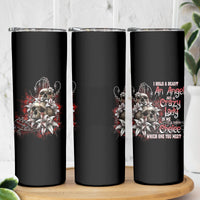 I Hold A Beast An Angel And A Crazy Lady In Me Skinny Tumbler - Wonder Print Shop