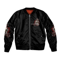 I Hold A Beast An Angel And A Crazy Lady In Me Sleeve Zip Bomber Jacket - Wonder Print Shop