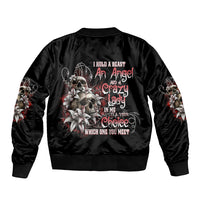 I Hold A Beast An Angel And A Crazy Lady In Me Sleeve Zip Bomber Jacket - Wonder Print Shop