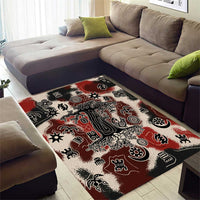 Sacred Heritage Area Rug African Abstract Baobab Tree, Ethnic Symbols, and Red-Black Pattern - Wonder Print Shop
