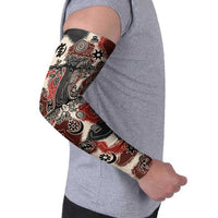 Sacred Heritage Arm Sleeves African Abstract Baobab Tree, Ethnic Symbols, and Red-Black Pattern - Wonder Print Shop