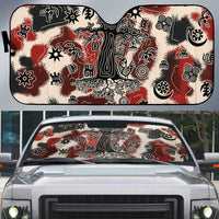 Sacred Heritage Auto Sun Shade African Abstract Baobab Tree, Ethnic Symbols, and Red-Black Pattern - Wonder Print Shop