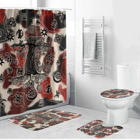Sacred Heritage Bathroom Set African Abstract Baobab Tree, Ethnic Symbols, and Red-Black Pattern - Wonder Print Shop