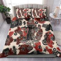 Sacred Heritage Bedding Set African Abstract Baobab Tree, Ethnic Symbols, and Red-Black Pattern - Wonder Print Shop