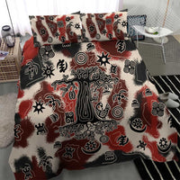 Sacred Heritage Bedding Set African Abstract Baobab Tree, Ethnic Symbols, and Red-Black Pattern - Wonder Print Shop
