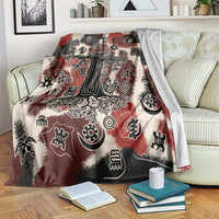 Sacred Heritage Blanket African Abstract Baobab Tree, Ethnic Symbols, and Red-Black Pattern - Wonder Print Shop