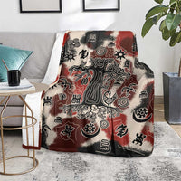 Sacred Heritage Blanket African Abstract Baobab Tree, Ethnic Symbols, and Red-Black Pattern - Wonder Print Shop