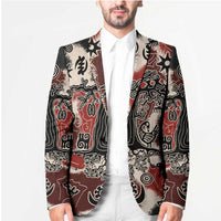 Sacred Heritage Blazer African Abstract Baobab Tree, Ethnic Symbols, and Red-Black Pattern - Wonder Print Shop