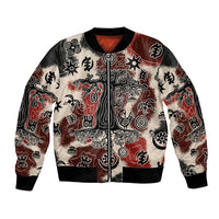 Sacred Heritage Bomber Jacket African Abstract Baobab Tree, Ethnic Symbols, and Red-Black Pattern - Wonder Print Shop