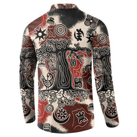 Sacred Heritage Button Sweatshirt African Abstract Baobab Tree, Ethnic Symbols, and Red-Black Pattern - Wonder Print Shop