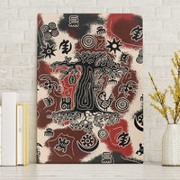 Sacred Heritage Canvas Wall Art African Abstract Baobab Tree, Ethnic Symbols, and Red-Black Pattern - Wonder Print Shop