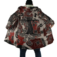 Sacred Heritage Cloak African Abstract Baobab Tree, Ethnic Symbols, and Red-Black Pattern - Wonder Print Shop