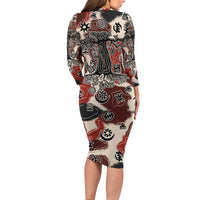 Sacred Heritage Family Matching Long Sleeve Bodycon Dress and Hawaiian Shirt African Abstract Baobab Tree, Ethnic Symbols, and Red-Black Pattern - Wonder Print Shop