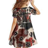 Sacred Heritage Family Matching Off Shoulder Maxi Dress and Hawaiian Shirt African Abstract Baobab Tree, Ethnic Symbols, and Red-Black Pattern - Wonder Print Shop