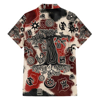 Sacred Heritage Family Matching Summer Maxi Dress and Hawaiian Shirt African Abstract Baobab Tree, Ethnic Symbols, and Red-Black Pattern - Wonder Print Shop