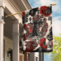 Sacred Heritage Garden Flag African Abstract Baobab Tree, Ethnic Symbols, and Red-Black Pattern - Wonder Print Shop
