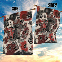 Sacred Heritage Garden Flag African Abstract Baobab Tree, Ethnic Symbols, and Red-Black Pattern - Wonder Print Shop