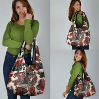 Sacred Heritage Grocery Bag African Abstract Baobab Tree, Ethnic Symbols, and Red-Black Pattern - Wonder Print Shop