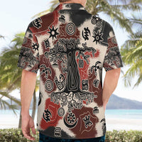 Sacred Heritage Hawaiian Shirt African Abstract Baobab Tree, Ethnic Symbols, and Red-Black Pattern - Wonder Print Shop